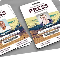 image link to category page for ordering 	custom printed plastic ID Badges and Event Passes