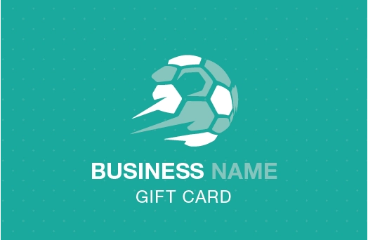 Gift card design with blue background white soccer ball