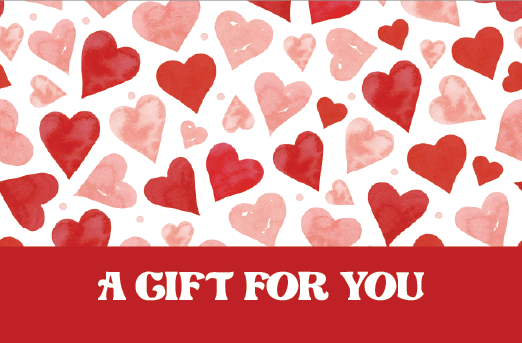 Gift card design with red hearts