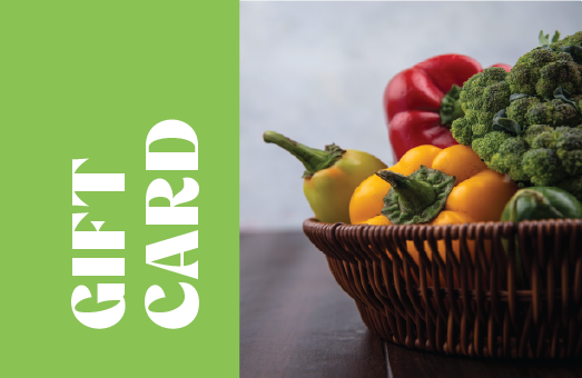 Gift card design with photo of fresh produce