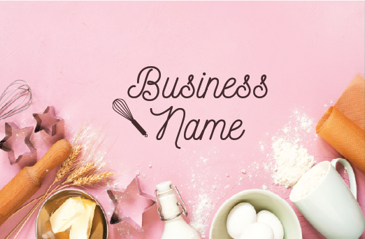 Gift card bakery ingredients pink background