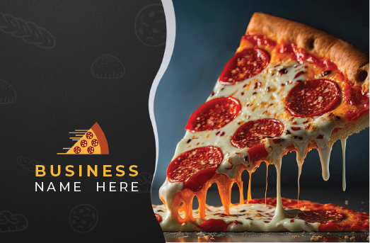 Gift card design pizza slice dripping cheese and sauce