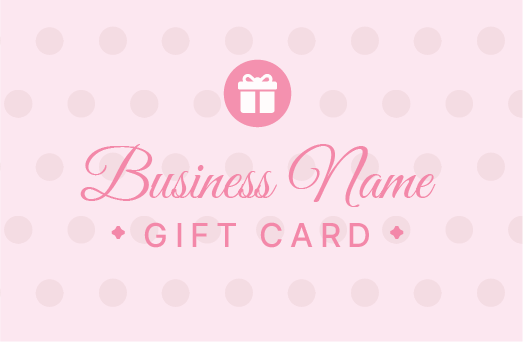 Gift card design pink background light gray polka dots