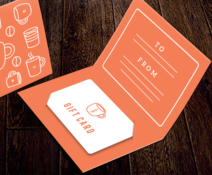 gift card tipped into custom printed card holder