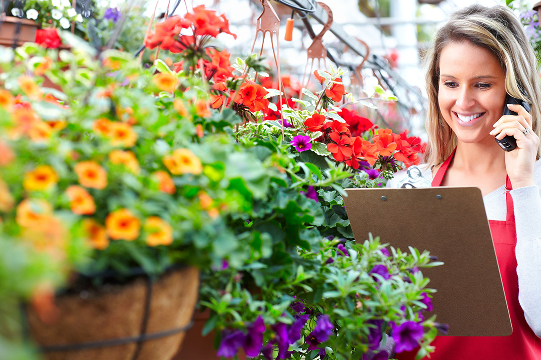 woman working in a garden center
